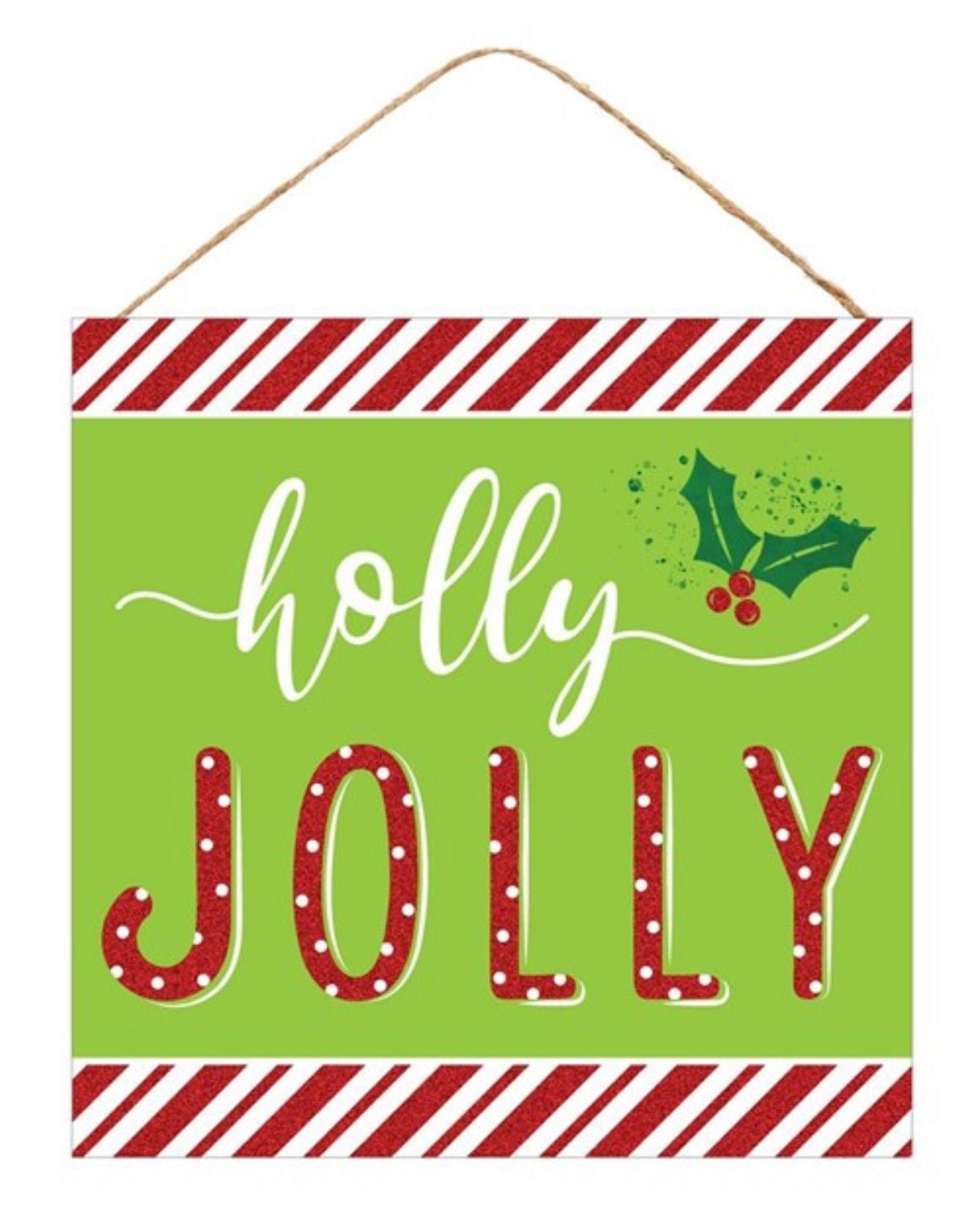 Holly jolly Christmas sign 10” square - Greenery Marketsigns for wreathsAP8836