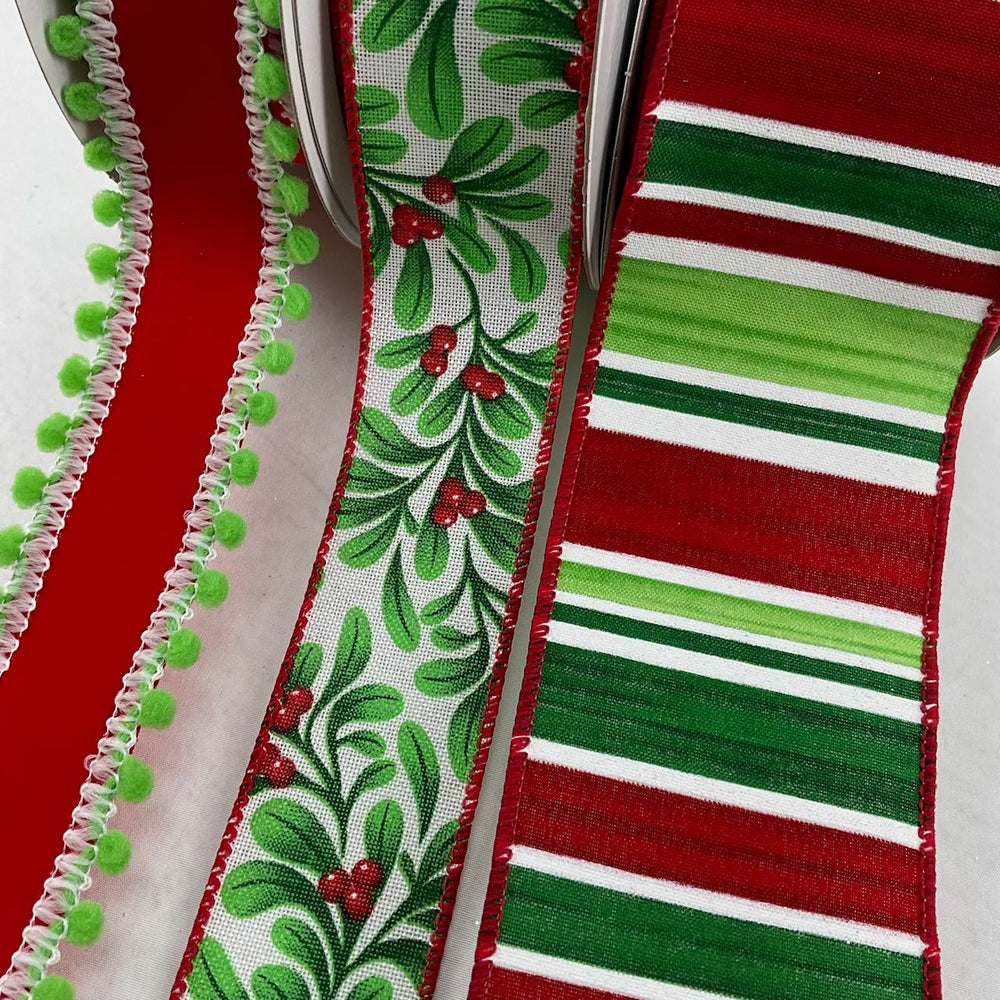 Holly red and green bow bundle wired ribbon x 3 rolls (40 yards total) please read description - Greenery MarketRibbons & TrimLimehollyx3