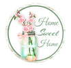 Home sweet home mason jar peaches 8” round sign - Greenery Market Novelty Signs