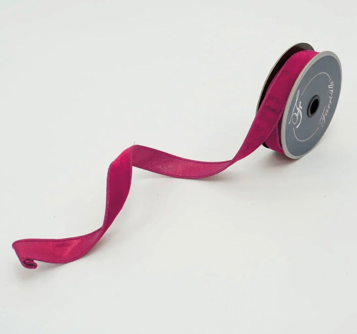 Hot pink jewel toned velvet luster 1” farrisilk wired ribbon - Greenery MarketRibbons & TrimRV001-15