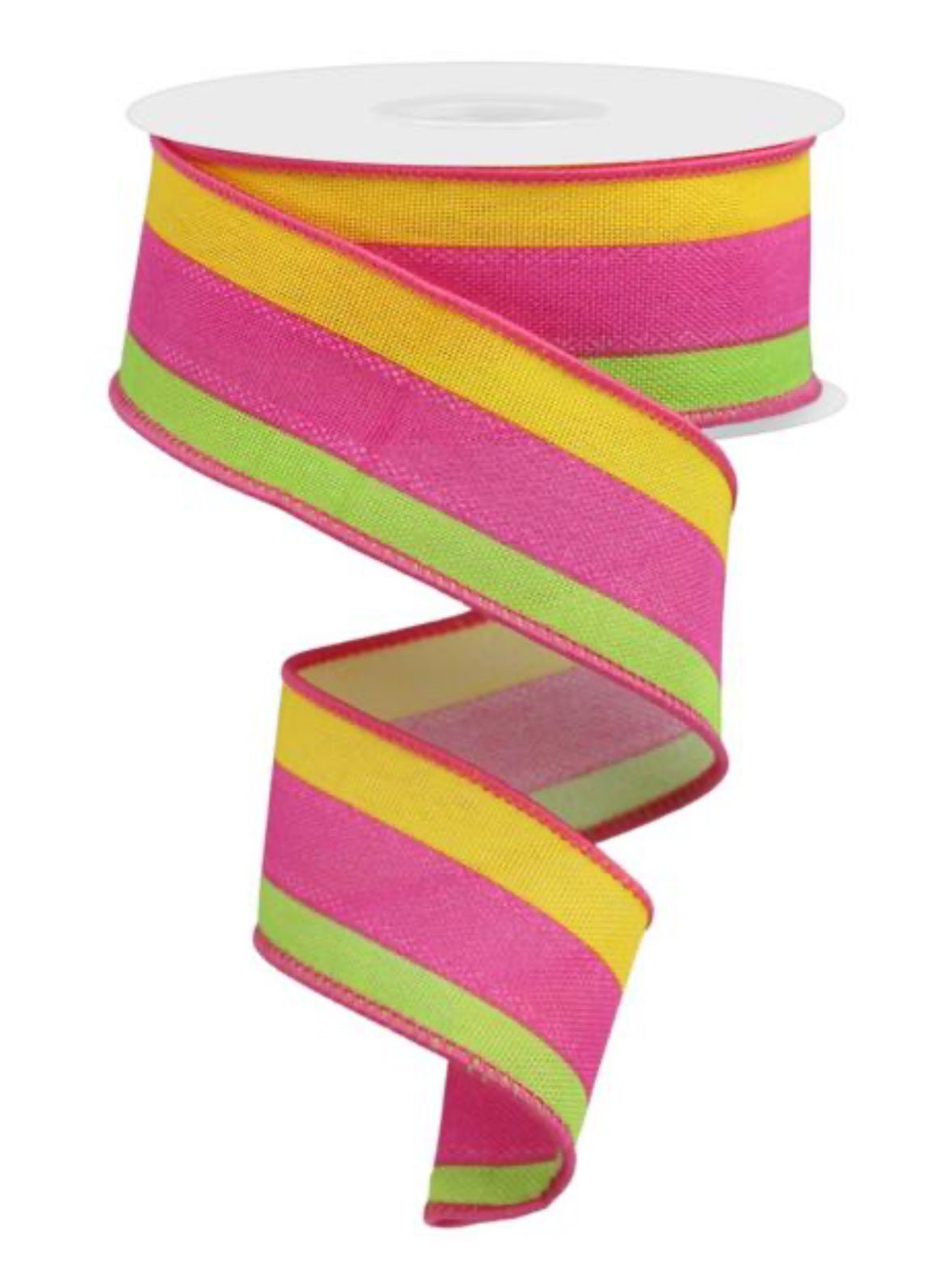 Hot pink, lime, and yellow stripe wired ribbon 1.5” - Greenery MarketWired ribbonRGE1609M6