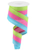 Hot pink, lime green, and turquoise wired ribbon, 2.5” - Greenery Marketwired ribbonRg160450