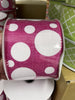 Hot Pink polka dot wired ribbon 2.5” - Greenery Market Wired ribbon