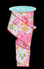 Hot pink Watercolor flowers wired ribbon 2.5” - Greenery MarketWired ribbonRGF1154WT