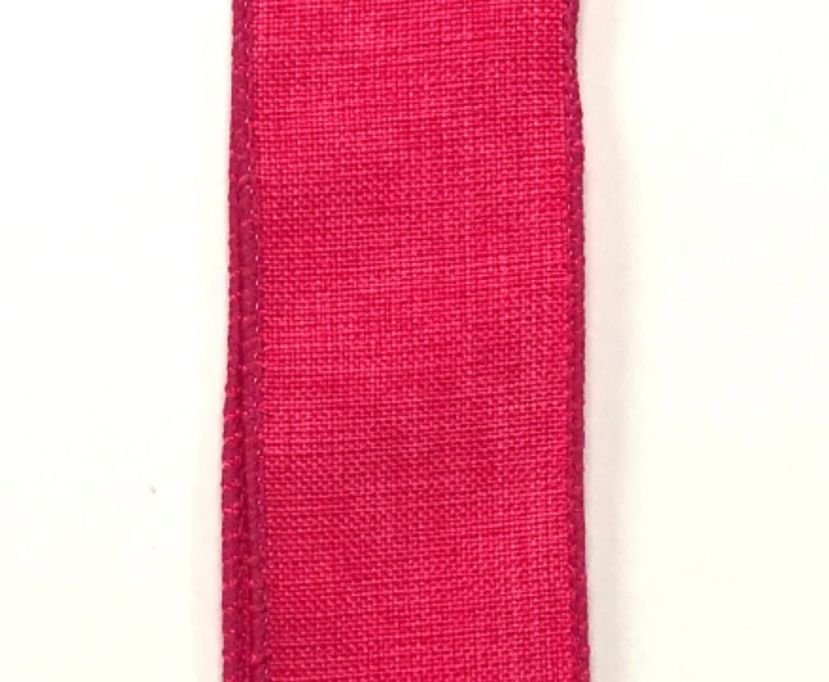 Hot pink wired, linen, ribbon 2.5” - Greenery MarketWired ribbonX314840-44