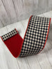 Houndstooth with red velvet backed wired ribbon 4” - Greenery Market Wired ribbon