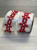 Red felt cutout on white velvet 4” wired ribbon - Greenery Market Wired ribbon