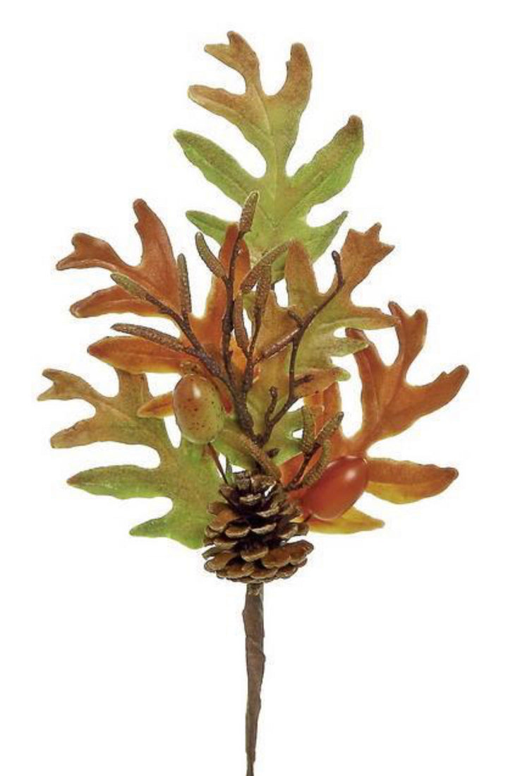 Oak leaf and acorn pick - brown/green