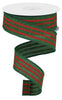Irregular stripes - emerald / red 1.5” - Greenery Market Wired ribbon