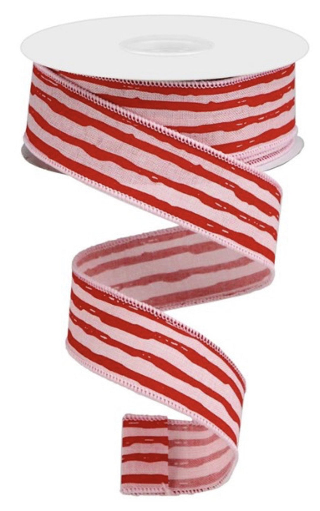Irregular stripes - pink / red 1.5” - Greenery Market Wired ribbon