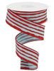 Irregular stripes - red / ice blue 1.5” - Greenery MarketWired ribbonRGA1381TA