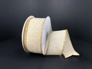 Ivory linen with gold edge wired ribbon, 1.5"X10Y - Greenery MarketRibbons & Trim71165-09-18