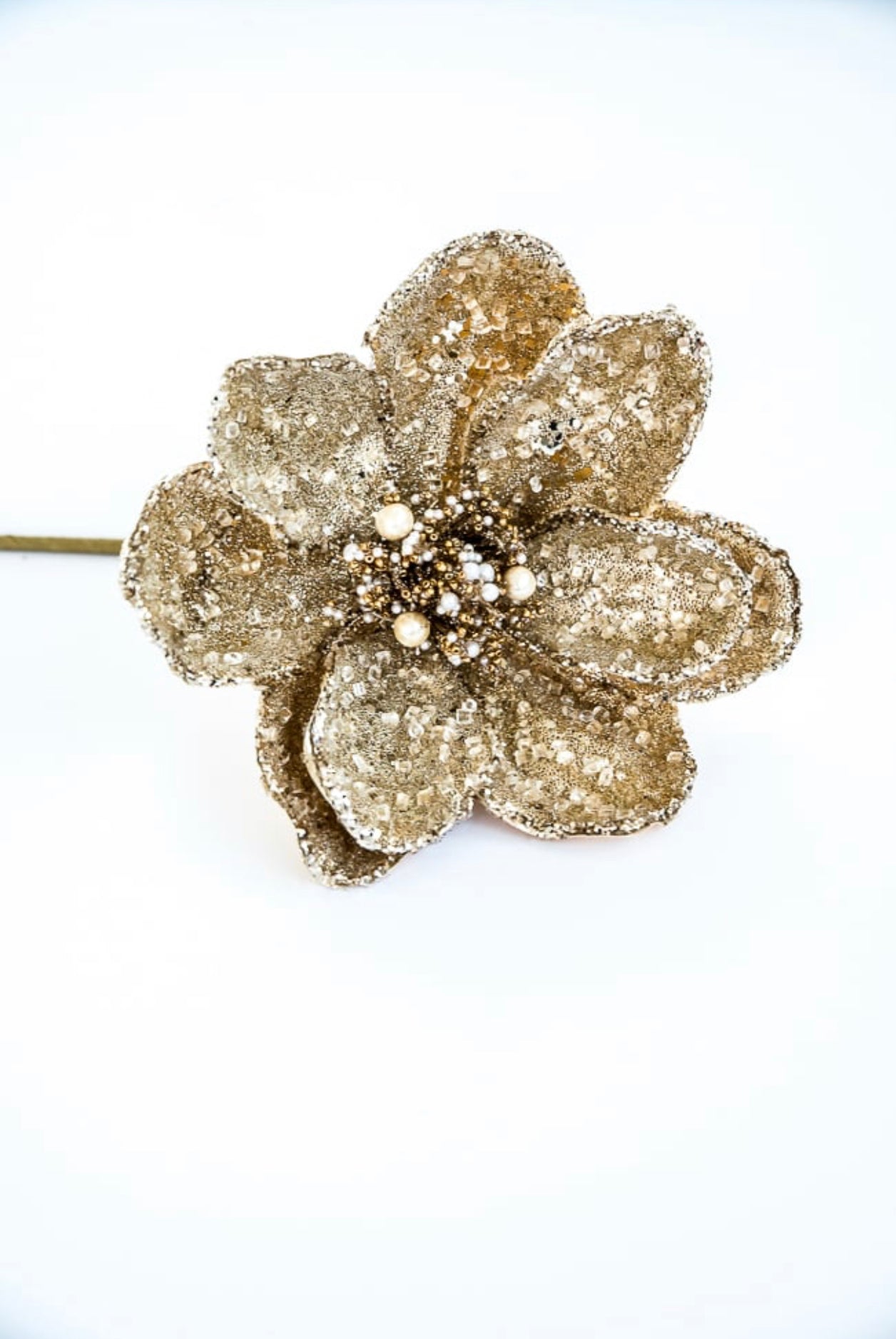 Jeweled and beaded magnolia stem - light gold - Greenery MarketXG772-LGO