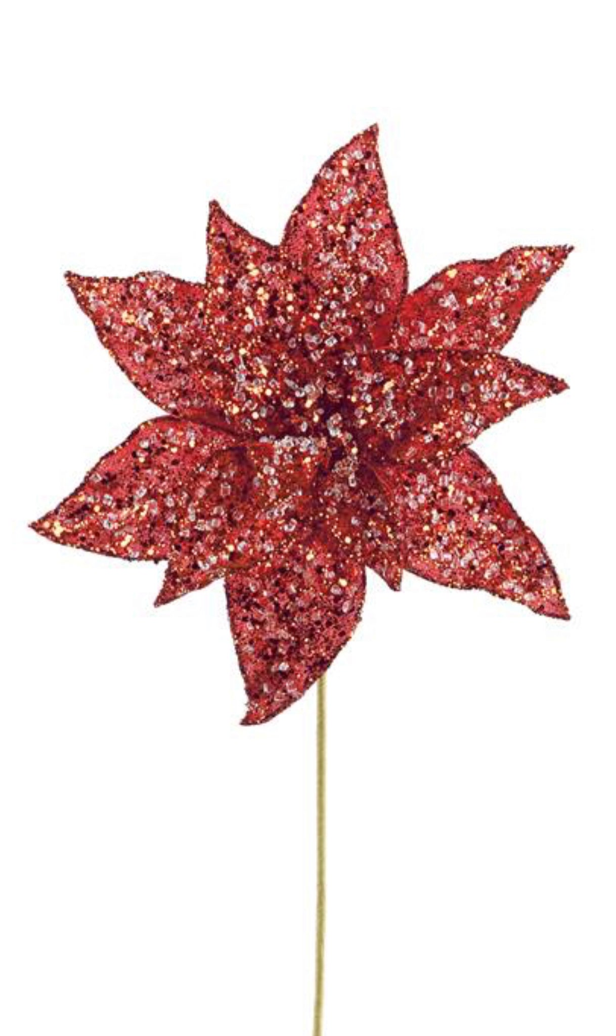 Jeweled and beaded poinsettia stem - red - Greenery MarketXg902-R