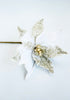 Jeweled and beaded velvet poinsettia stem - white - Greenery MarketXg982-w
