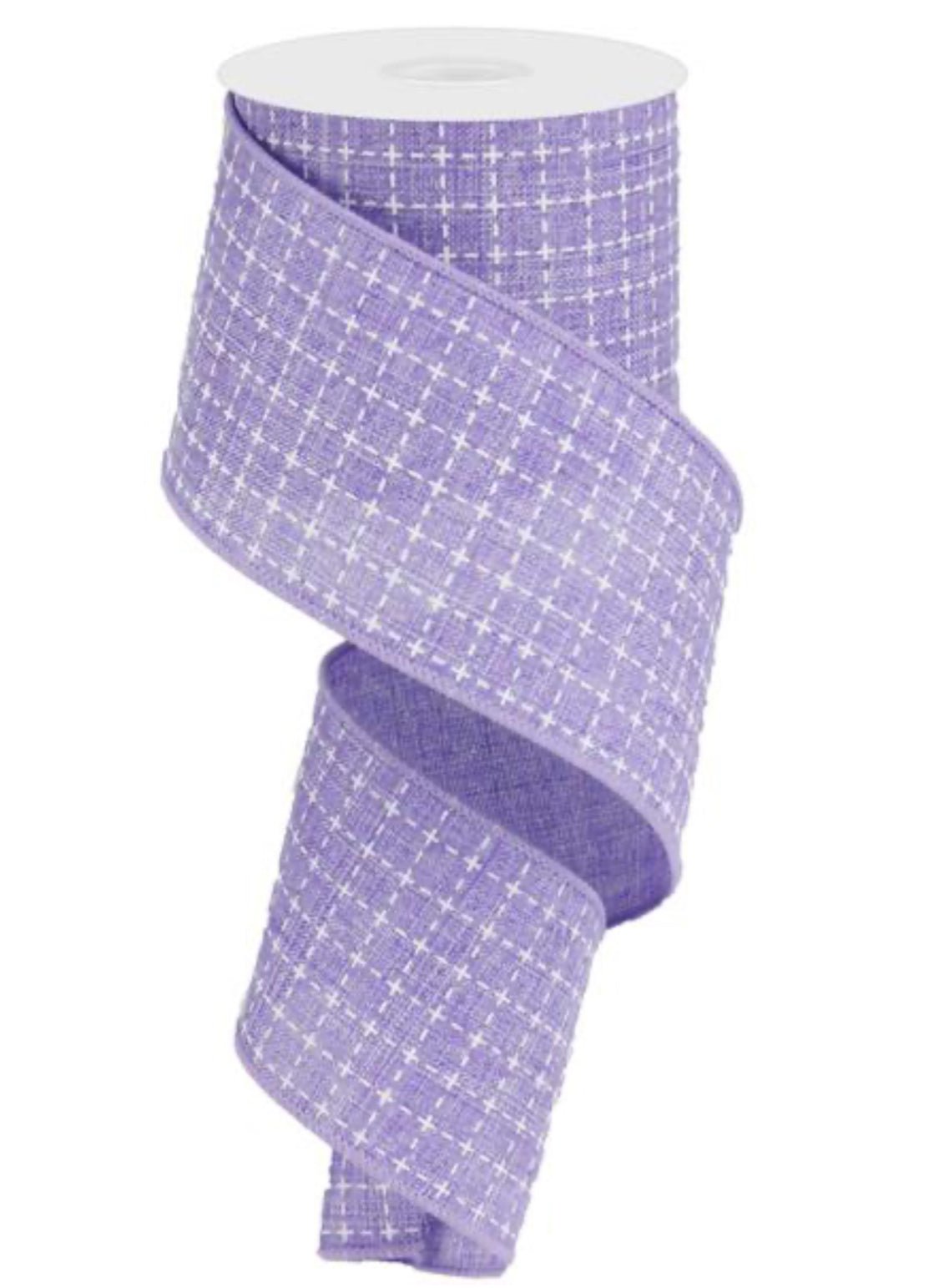 Lavender and white raised stitch plaid 2.5” - Greenery MarketWired ribbonRg0167813