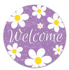 Lavender and yellow, metal, daisy welcome round sign 12” - Greenery Marketsigns for wreathsMD045617