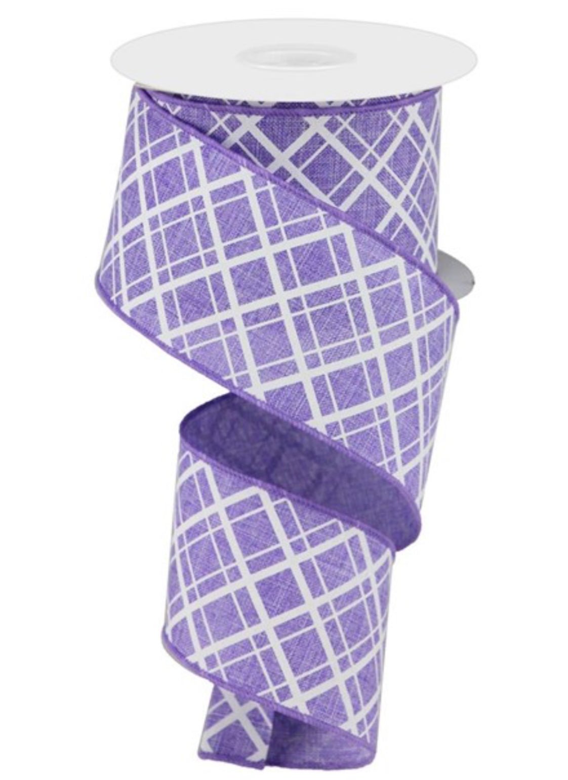 Lavender diagonal check wired ribbon 2.5” - Greenery MarketWired ribbonRga150613