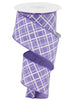 Lavender diagonal check wired ribbon 2.5” - Greenery MarketWired ribbonRga150613