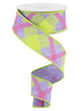 Lavender, lime, and pink diagonal plaid wired ribbon, 1.5” - Greenery Marketwired ribbonRG0168213