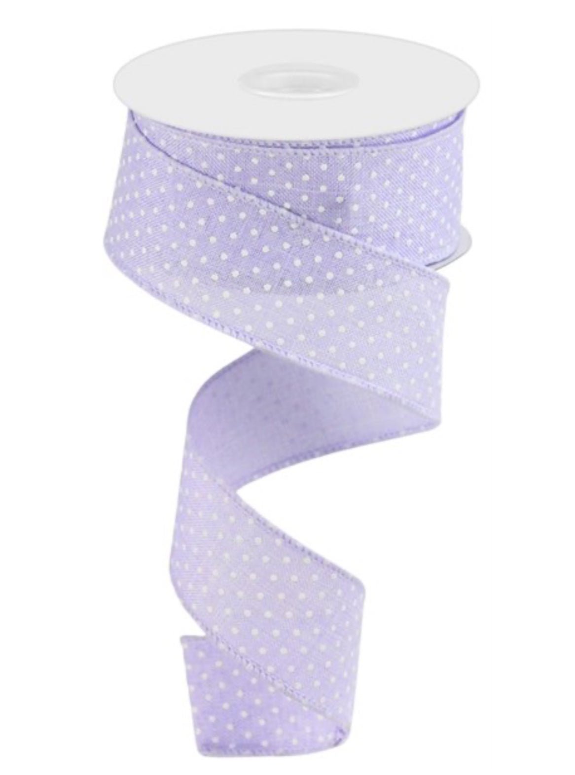 Lavender with white polka dots wired ribbon 1.5