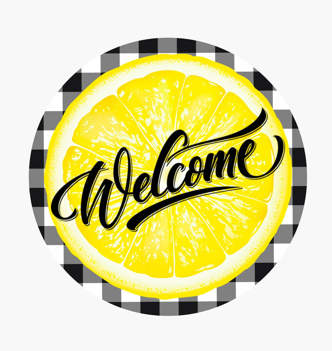 Lemon welcome sign with black and white plaid 10” - Greenery MarketSeasonal & Holiday Decorationsblackwhite10