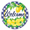 Lemon welcome sign with violet blue and white plaid 8” - Greenery MarketSeasonal & Holiday DecorationsMd0952