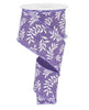Light purple with white laurel leaf wired ribbon 2.5" - Greenery MarketWired ribbonRgf113513