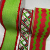Lime and red plaid bow bundle x 3 ribbons - Greenery MarketRibbons & TrimRicracx3