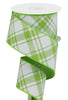 Lime Green and white plaid wired ribbon, 2.5” - Greenery MarketWired ribbonRGA127733