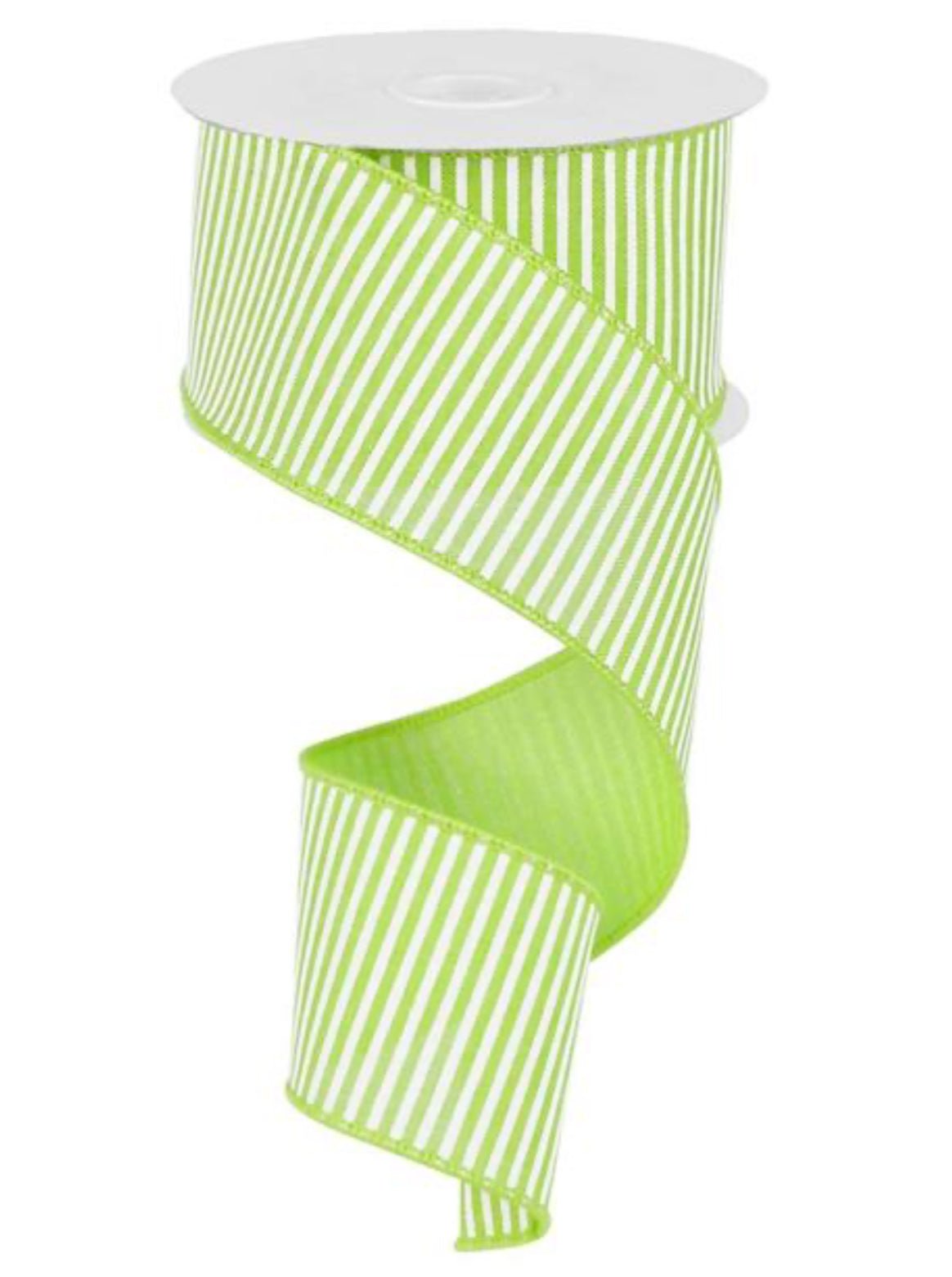 Lime green and white stripes wired ribbon 2.5” - Greenery MarketWired ribbonRG1781E9