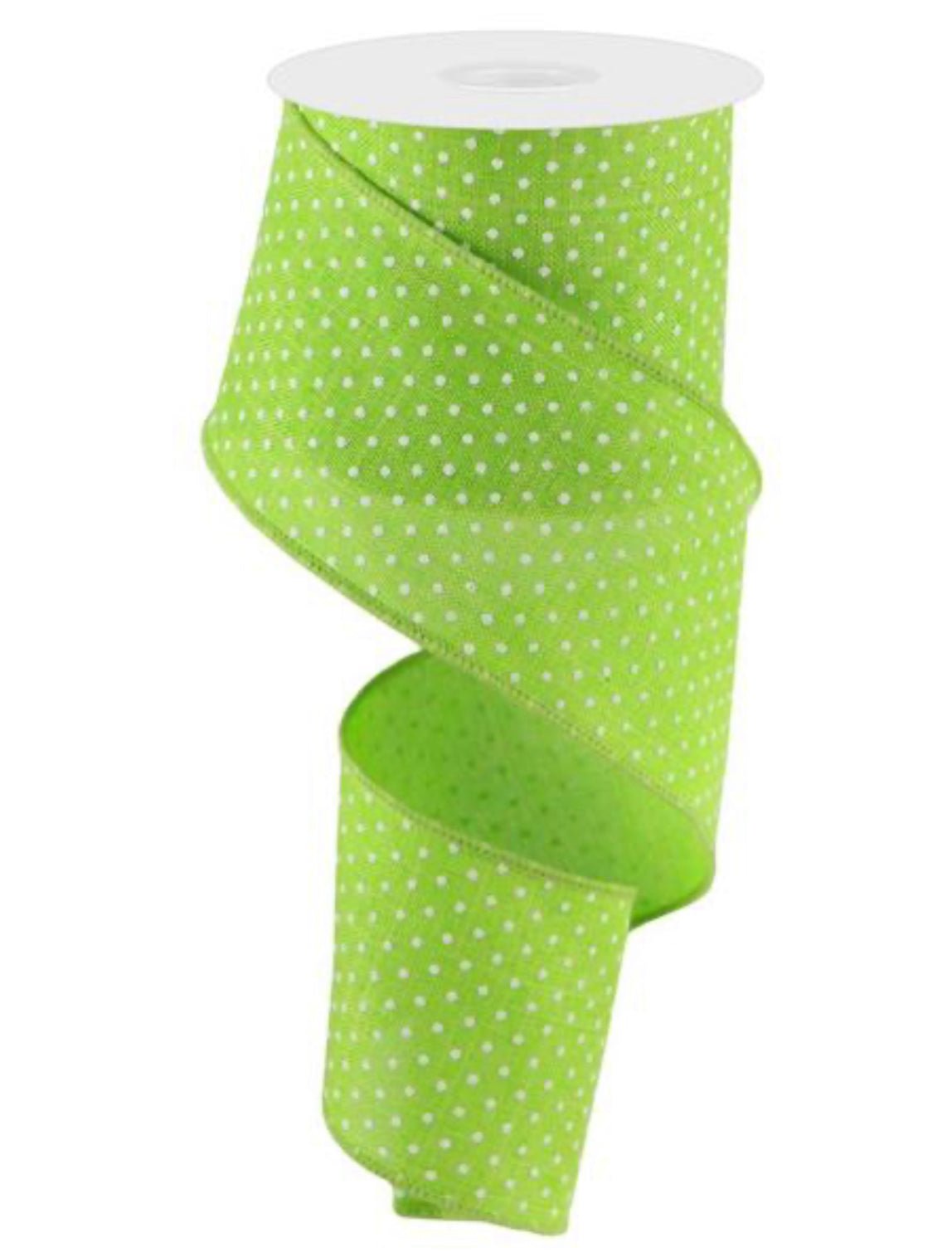 Lime green and white Swiss dots on royal 2.5” - Greenery MarketWired ribbonRG0165233