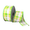 Lime green and yellow plaid wired ribbon 1.5” - Greenery MarketWired ribbon41008-09-29