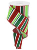 Lime green, emerald and red stripe wired ribbon 2.5” - Greenery MarketWired ribbonRGC1551T9