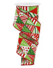 Lime green, emerald green, and red trees 2.5” - Greenery MarketWired ribbonRGE1837R9