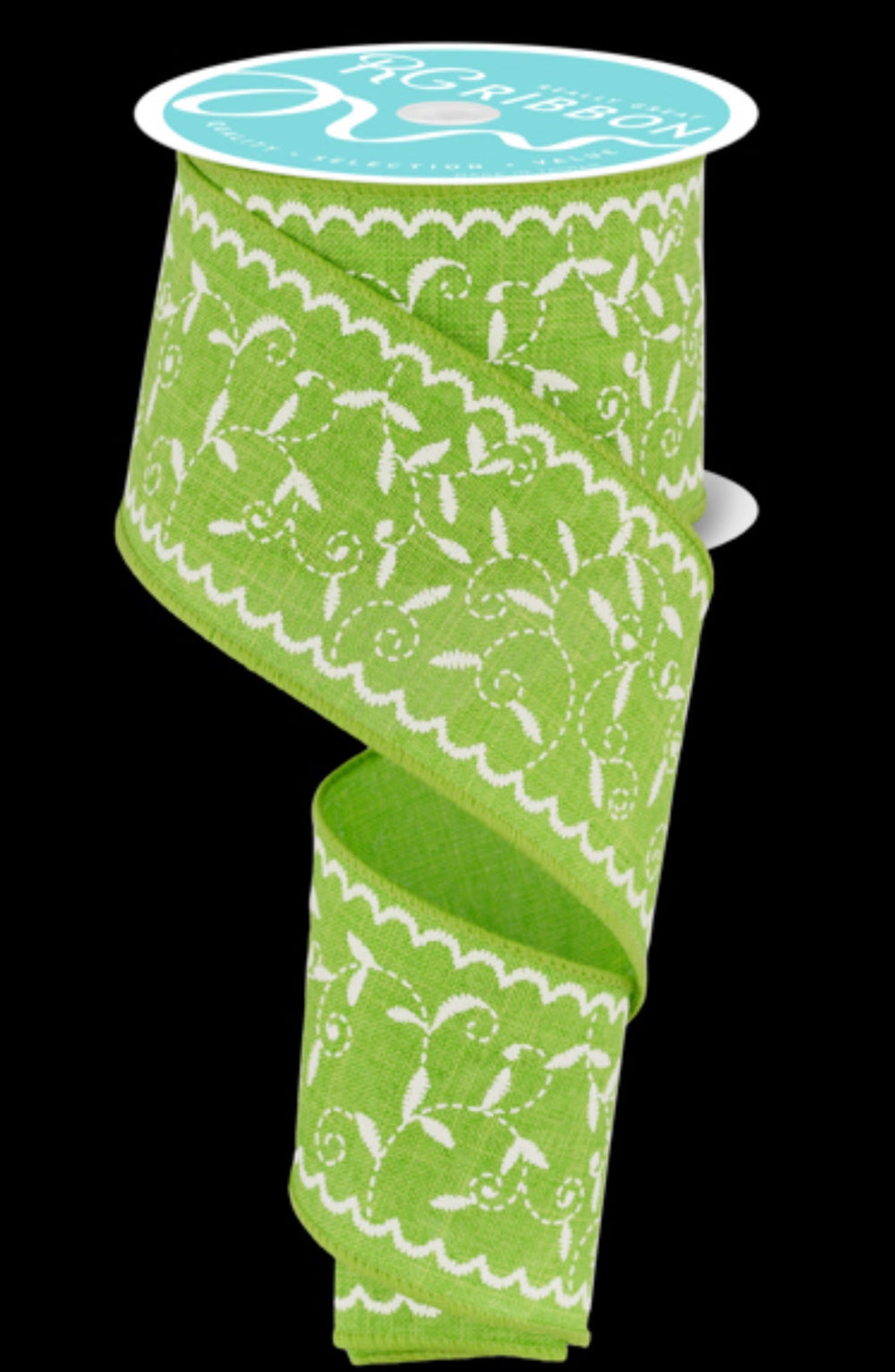 Lime green floral vine wired ribbon 2.5” - Greenery MarketWired ribbonRGF116833