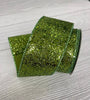 Lime green glittered wired ribbon 2.5” - Greenery MarketRibbons & Trim180233
