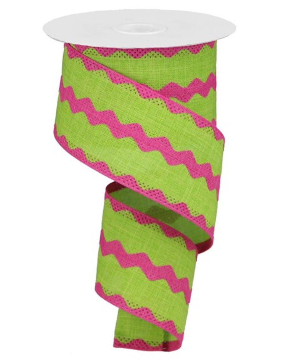 lime green, & hot pink ricrac wired ribbon, 2.5