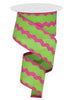 lime green, & hot pink ricrac wired ribbon, 2.5" - Greenery MarketWired ribbonRg2048Y1