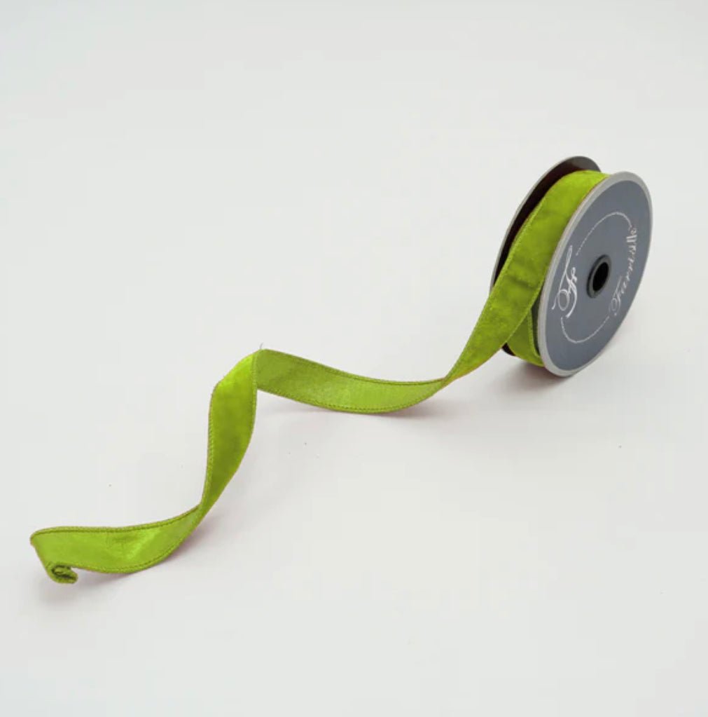 10 Yards - 1.5 Wired Lime Green Velvet Ribbon