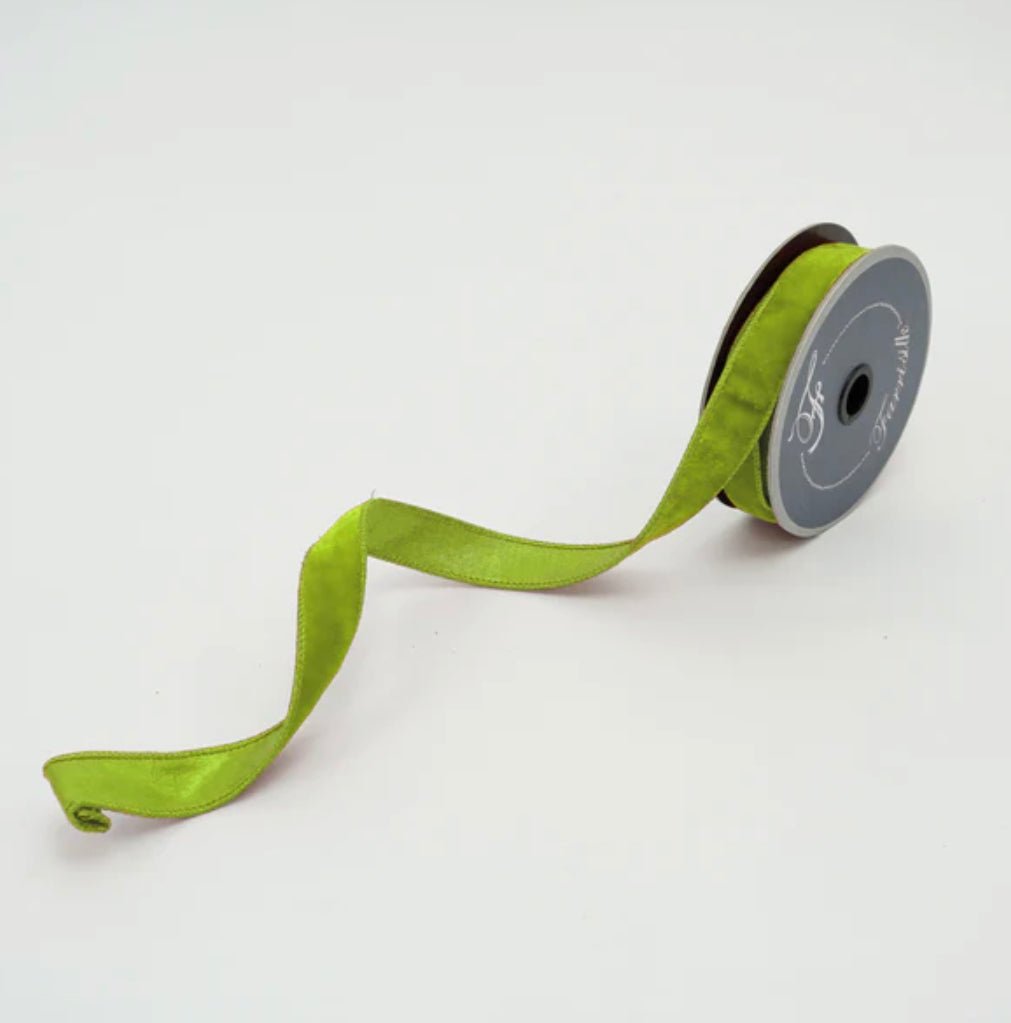 Lime green plush velvet luster .75” farrisilk wired ribbon - Greenery MarketRibbons & TrimRV000-61