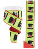 Lime green Snowman top hats with double sided polka dot back 2.5” wired ribbon - Greenery MarketWired ribbonRGV000333