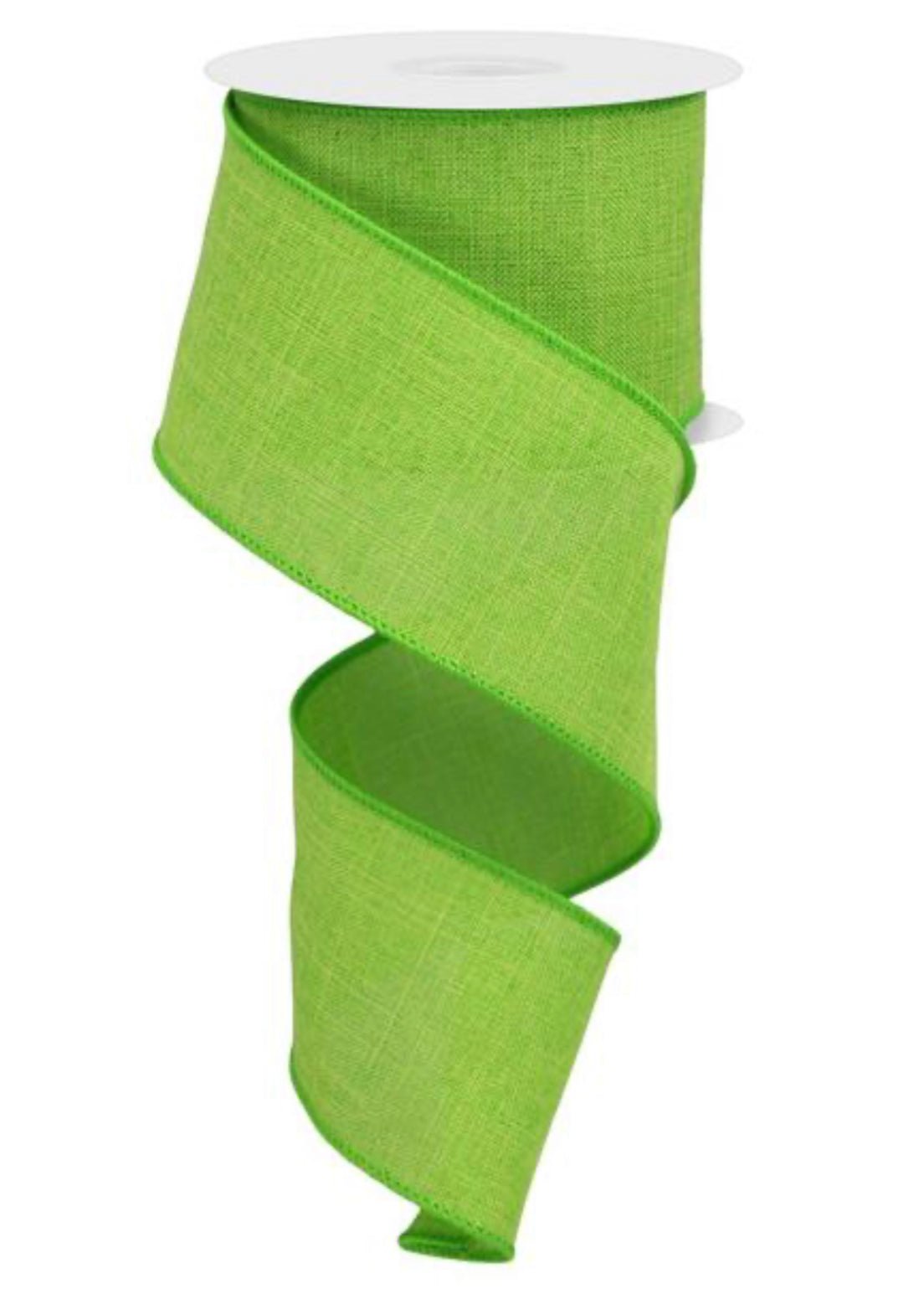 Lime green solid wired ribbon on linen fabric 2.5” - Greenery MarketWired ribbonRG1279E9