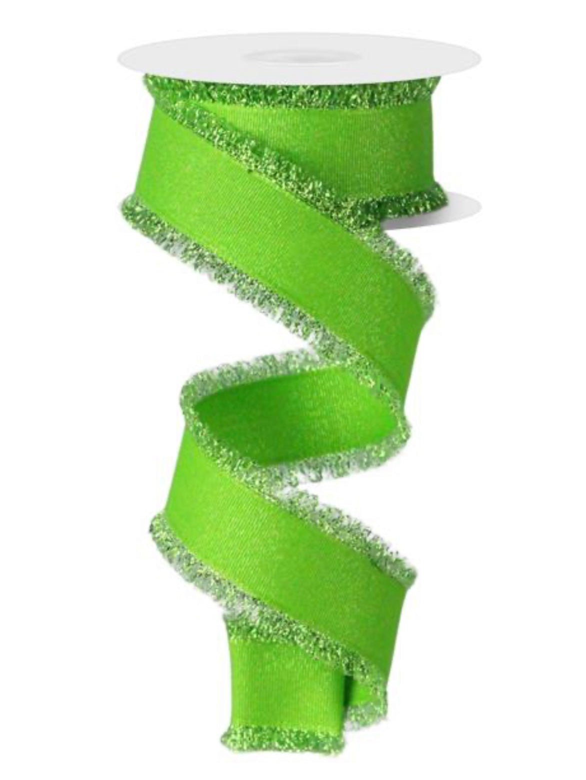 Lime green with fuzzy edge wired ribbon, 1.5” - Greenery MarketWired ribbonRN588133