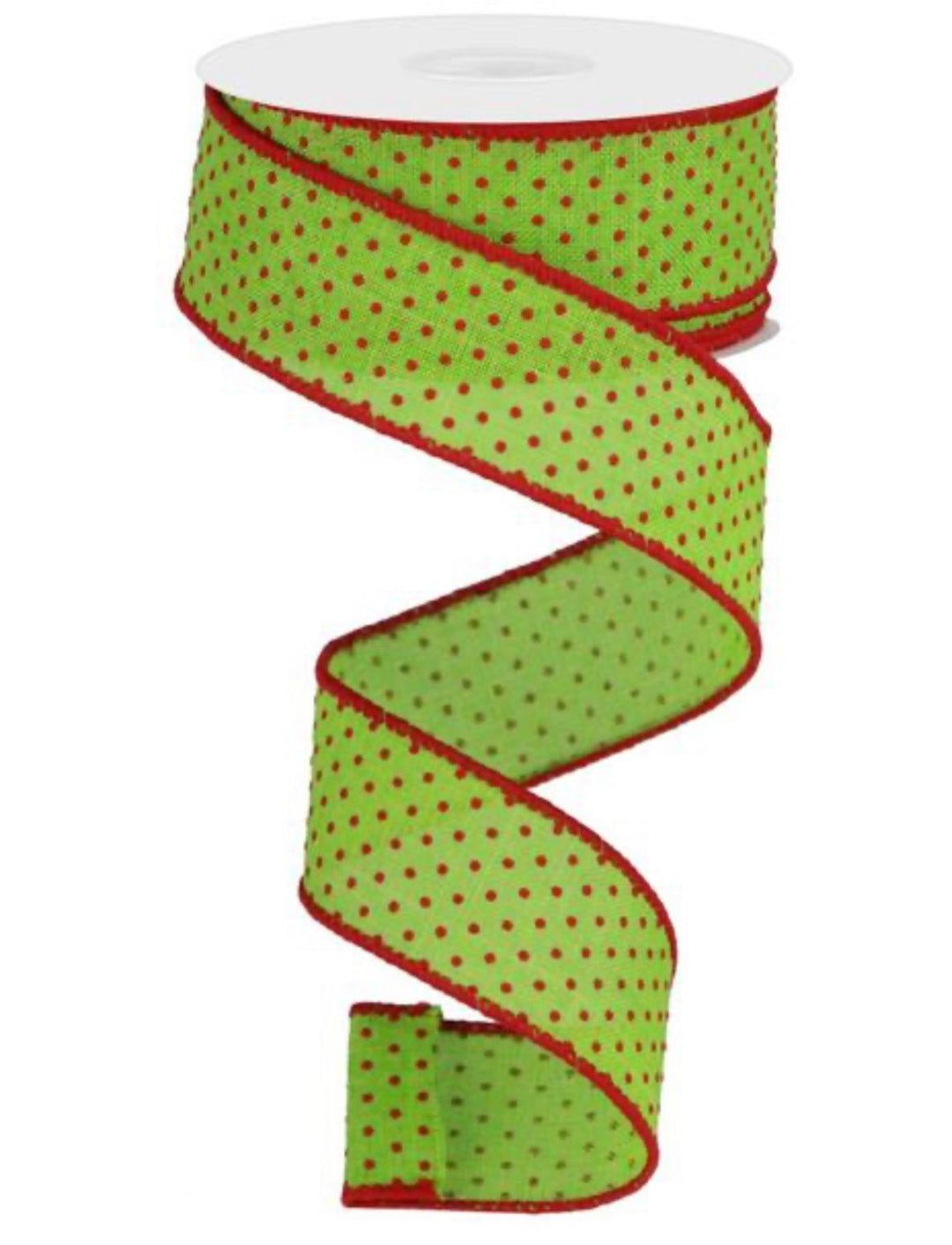 Lime green with red dots ribbon 1.5" - Greenery MarketWired ribbonRGC115633