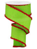 Lime green with red fluffy edge wired ribbon - Greenery MarketRG08078RK