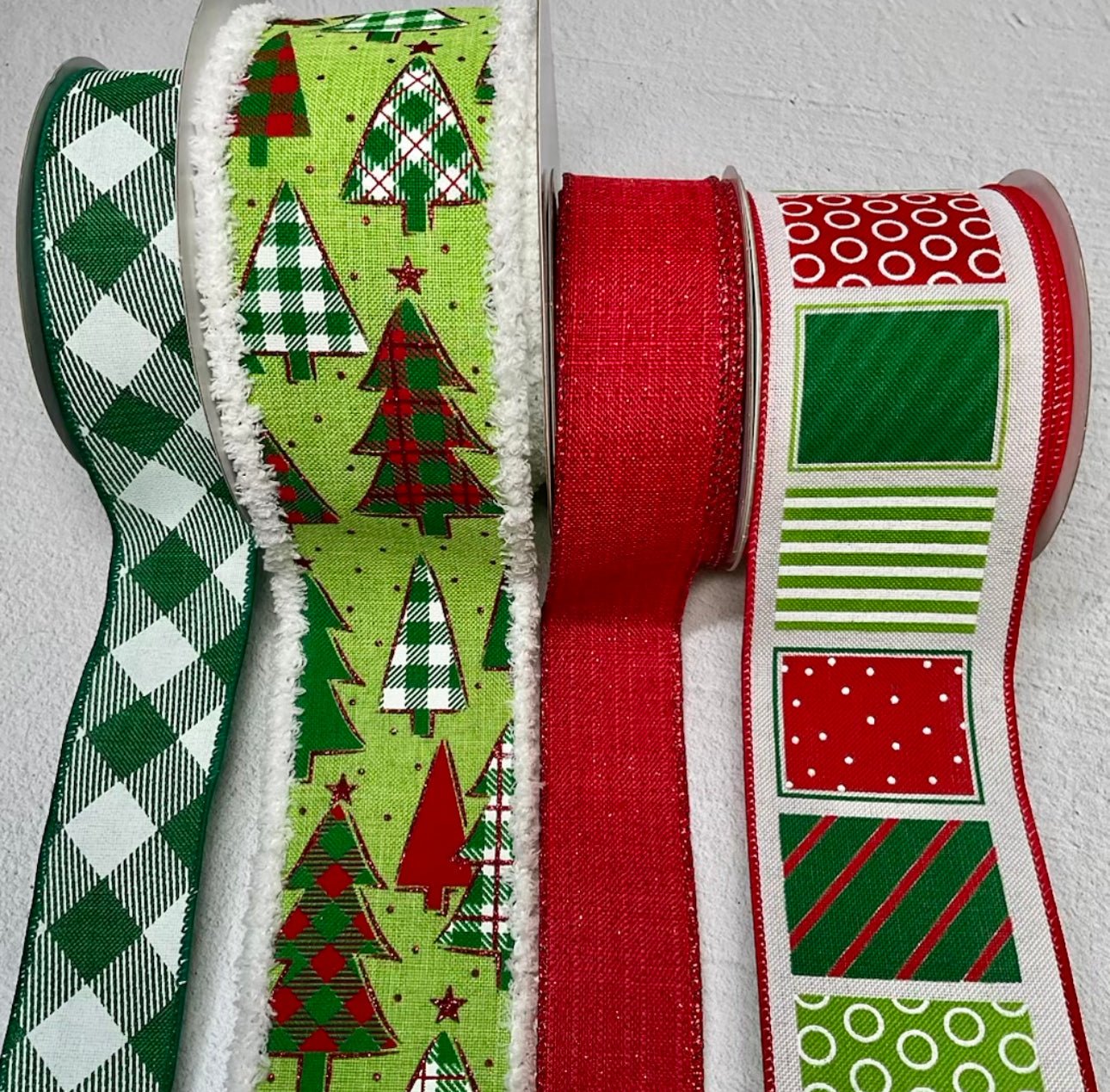 Lime patterned trees Christmas bow bundle - 4 rolls - Greenery MarketRibbons & TrimPatterntreex4