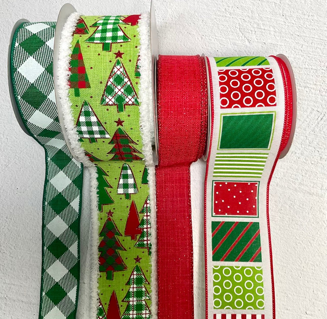 Lime patterned trees Christmas bow bundle - 4 rolls - Greenery MarketRibbons & TrimPatterntreex4