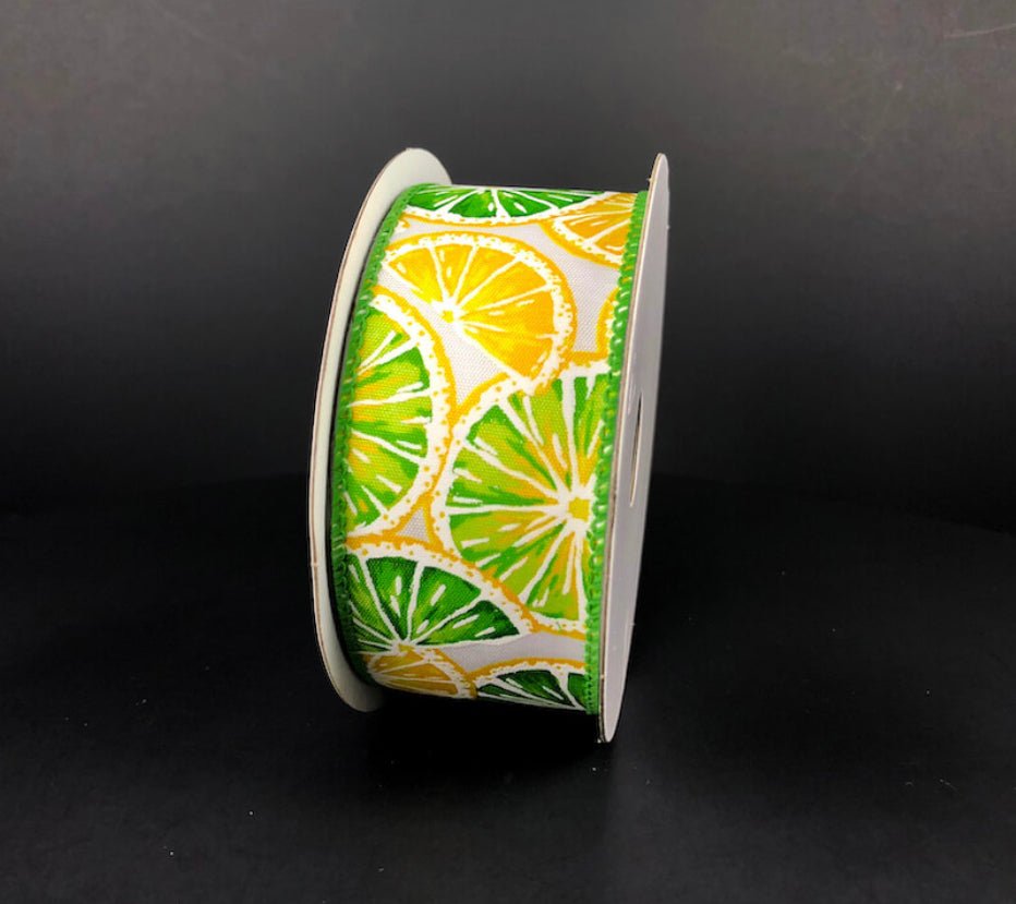 Limes and lemons citrus ribbon - 10 yards, 1.5" - Greenery MarketWired ribbon41334-09-09