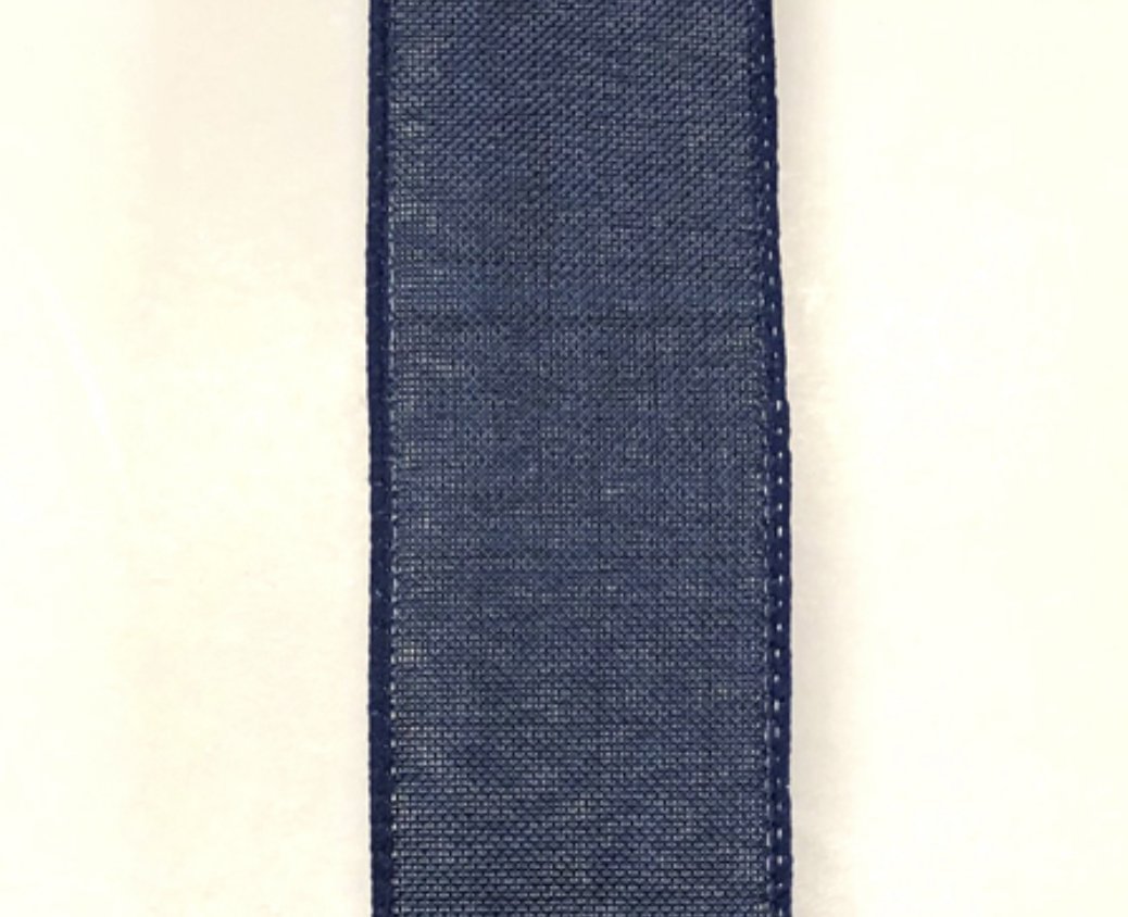 linen navy blue Solid wired ribbon 1.5” - Greenery Market Wired ribbon